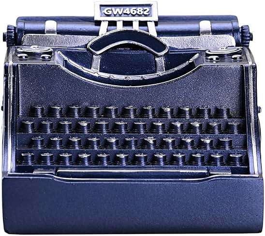 Amoysanli Retro Typewriter Pen Holder Vintage Desk Accssories Unique Cool Gifts for Writer Typewriter Lovers and Secretary Cute Funny Pencil Cups for Office Home School (Blue) - Image 3