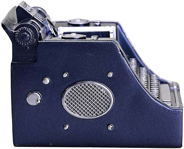 Amoysanli Retro Typewriter Pen Holder Vintage Desk Accssories Unique Cool Gifts for Writer Typewriter Lovers and Secretary Cute Funny Pencil Cups for Office Home School (Blue) - Image 4