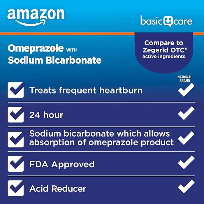 Amazon Basic Care Omeprazole and Sodium Bicarbonate Capsules, 20 mg/1100 mg, 24-Hour Acid Reducer, Frequent Heartburn Relief, 42 Count - Image 3