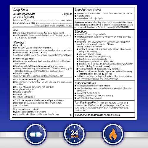 Amazon Basic Care Omeprazole and Sodium Bicarbonate Capsules, 20 mg/1100 mg, 24-Hour Acid Reducer, Frequent Heartburn Relief, 42 Count - Image 5