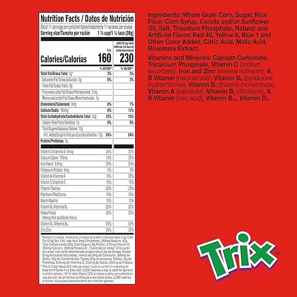 Trix Fruity Breakfast Cereal, 6 Fruity Shapes, Whole Grain, Family Size, 16.1 OZ - Image 2