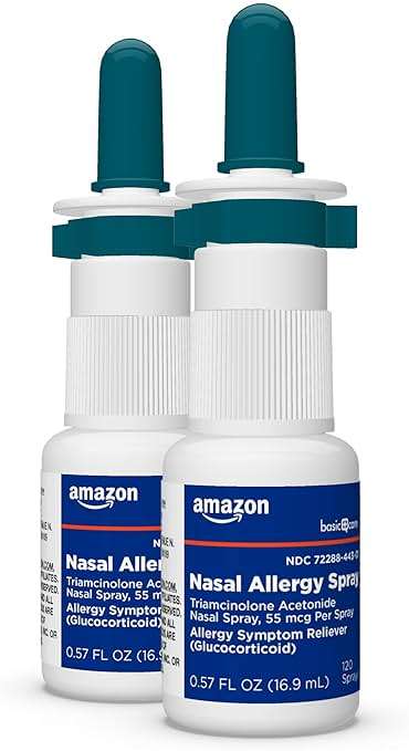 Amazon Basic Care Multi-Symptom Triamcinolone Acetonide Nasal Allergy Spray, 24-Hour Non-Drowsy Allergy Relief, 55 mcg, 0.57 fl oz (2-Pack) - Image 7