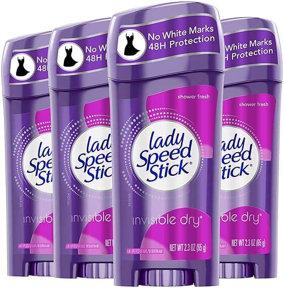 Lady Speed Stick Antiperspirant Deodorant for Women, 72 HR Sweat & Odor Protection, Invisible Dry, Shower Fresh Scent, 2.3 oz Stick (4 Pack) - Image 1