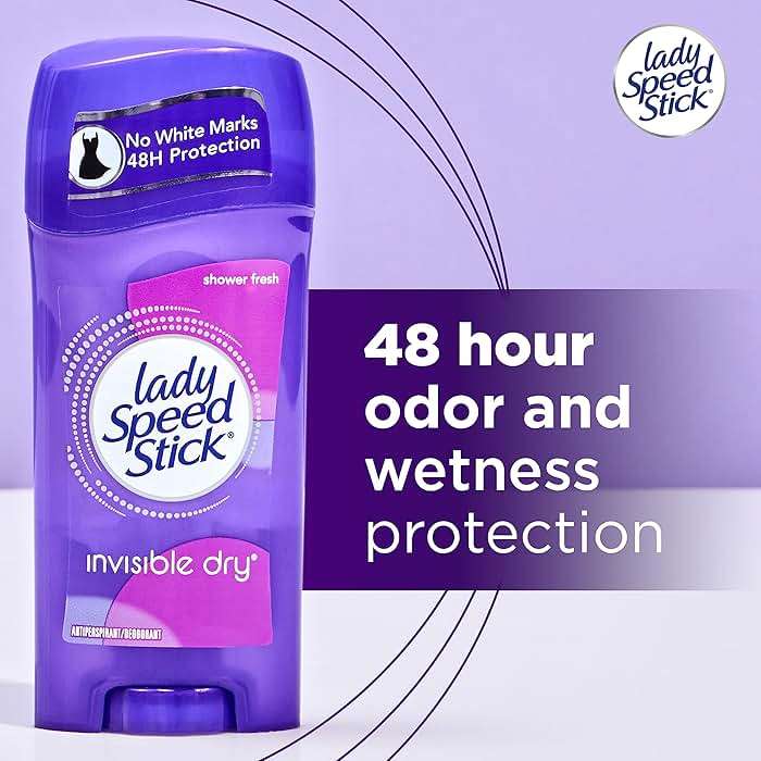 Lady Speed Stick Antiperspirant Deodorant for Women, 72 HR Sweat & Odor Protection, Invisible Dry, Shower Fresh Scent, 2.3 oz Stick (4 Pack) - Image 2