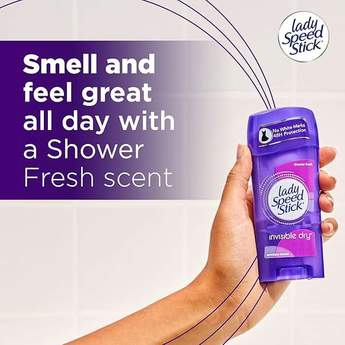 Lady Speed Stick Antiperspirant Deodorant for Women, 72 HR Sweat & Odor Protection, Invisible Dry, Shower Fresh Scent, 2.3 oz Stick (4 Pack) - Image 6