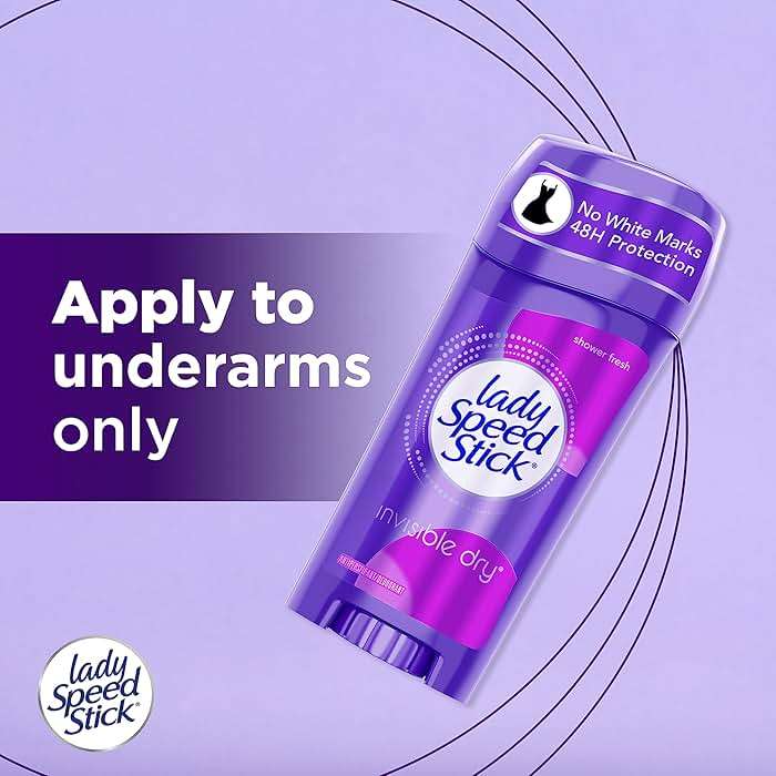 Lady Speed Stick Antiperspirant Deodorant for Women, 72 HR Sweat & Odor Protection, Invisible Dry, Shower Fresh Scent, 2.3 oz Stick (4 Pack) - Image 8