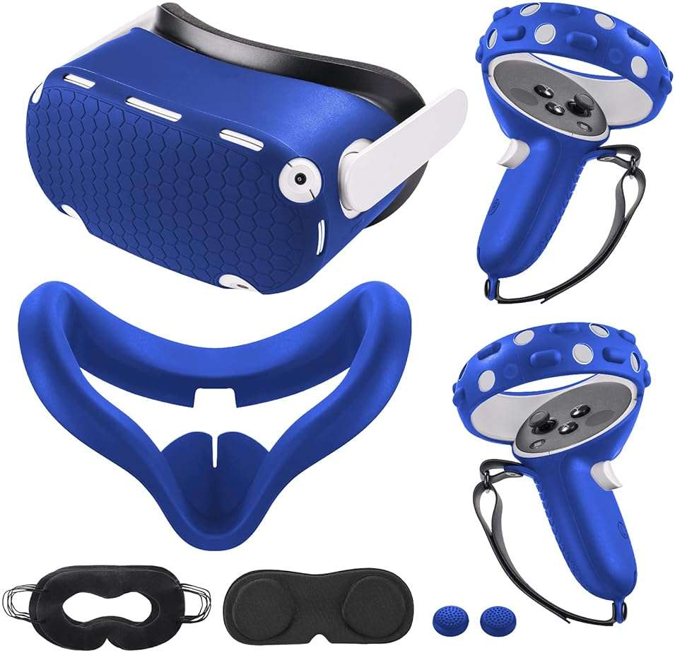 Compatible with Oculus Quest 2 Accessories, VR Silicone face Cover, VR Shell Cover,Compatible with Quest 2 Touch Controller Grip Cover,Protective Lens Cover,Disposable Eye Cover - Image 1