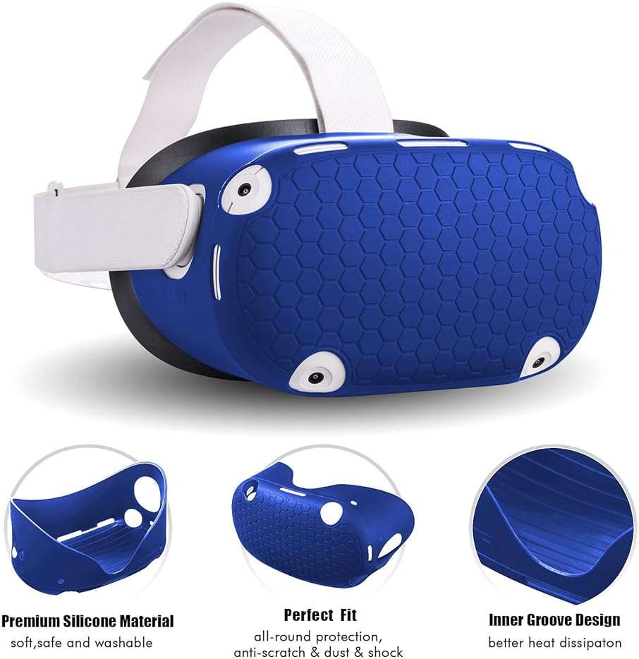 Compatible with Oculus Quest 2 Accessories, VR Silicone face Cover, VR Shell Cover,Compatible with Quest 2 Touch Controller Grip Cover,Protective Lens Cover,Disposable Eye Cover - Image 2