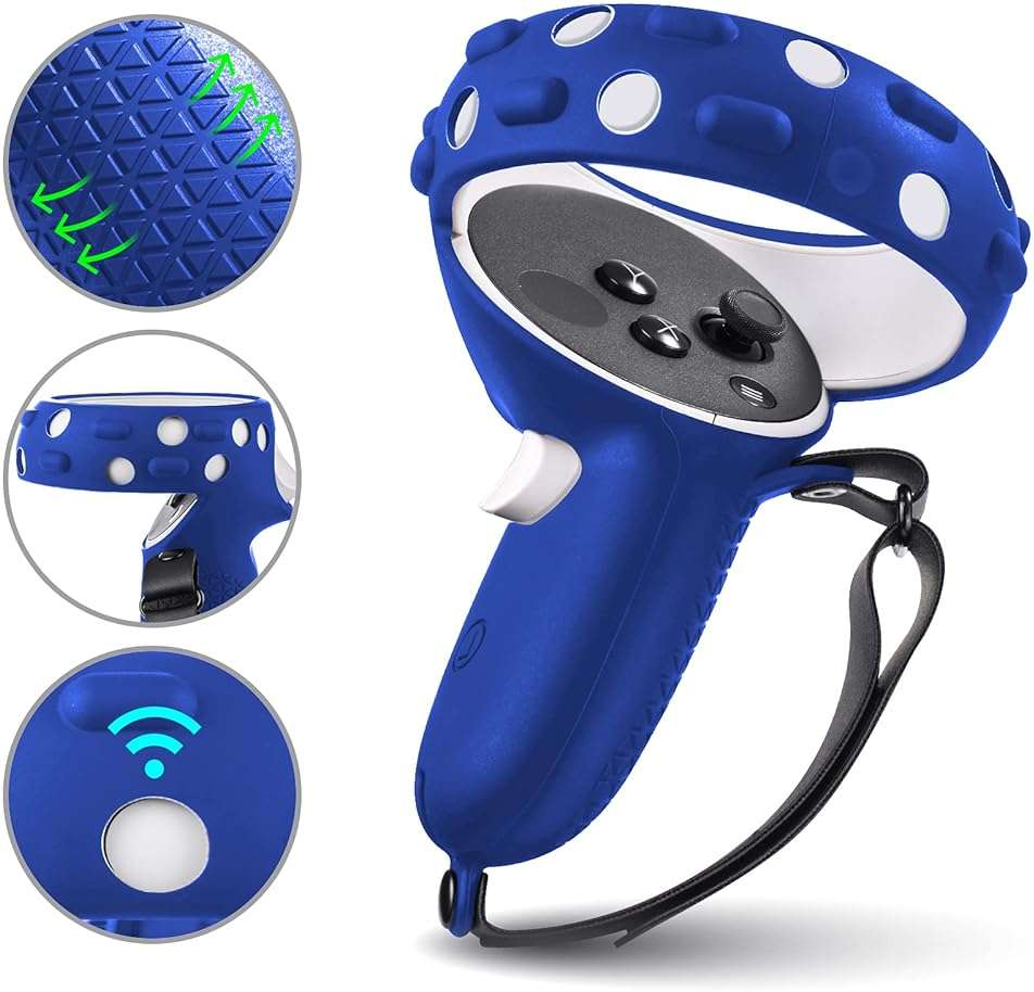 Compatible with Oculus Quest 2 Accessories, VR Silicone face Cover, VR Shell Cover,Compatible with Quest 2 Touch Controller Grip Cover,Protective Lens Cover,Disposable Eye Cover - Image 3