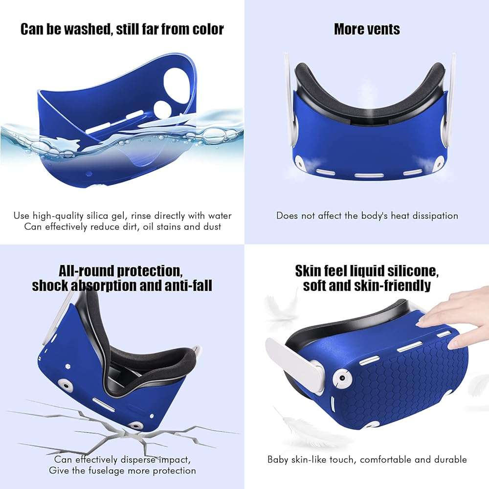 Compatible with Oculus Quest 2 Accessories, VR Silicone face Cover, VR Shell Cover,Compatible with Quest 2 Touch Controller Grip Cover,Protective Lens Cover,Disposable Eye Cover - Image 5