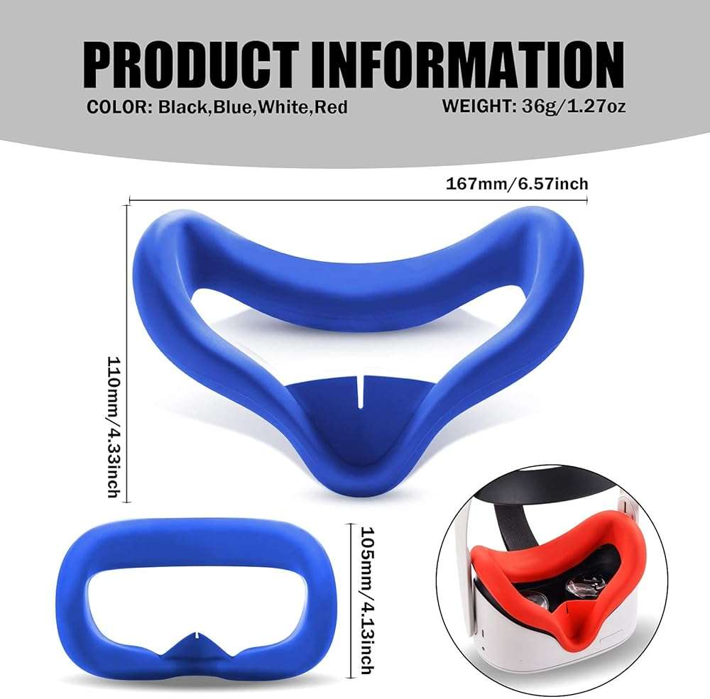 Compatible with Oculus Quest 2 Accessories, VR Silicone face Cover, VR Shell Cover,Compatible with Quest 2 Touch Controller Grip Cover,Protective Lens Cover,Disposable Eye Cover - Image 6