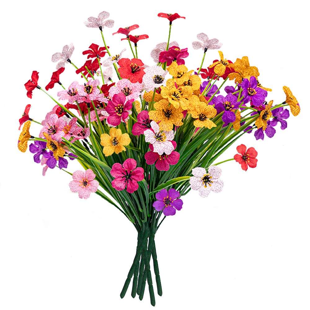 MACTING Artificial Flowers for Outdoors 6 Bundles Fake Flowers UV Resistant Faux Plastic Plants No Fade for Planters Window Box Patio Porch Garden Yard Indoor Outside Summer Decorations(Mix Color-1) - Image 1
