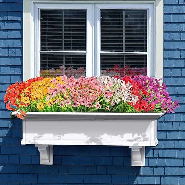 MACTING Artificial Flowers for Outdoors 6 Bundles Fake Flowers UV Resistant Faux Plastic Plants No Fade for Planters Window Box Patio Porch Garden Yard Indoor Outside Summer Decorations(Mix Color-1) - Image 2
