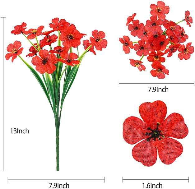 MACTING Artificial Flowers for Outdoors 6 Bundles Fake Flowers UV Resistant Faux Plastic Plants No Fade for Planters Window Box Patio Porch Garden Yard Indoor Outside Summer Decorations(Mix Color-1) - Image 3