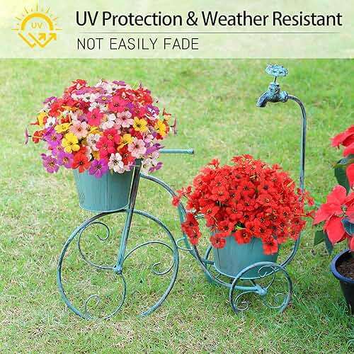 MACTING Artificial Flowers for Outdoors 6 Bundles Fake Flowers UV Resistant Faux Plastic Plants No Fade for Planters Window Box Patio Porch Garden Yard Indoor Outside Summer Decorations(Mix Color-1) - Image 4
