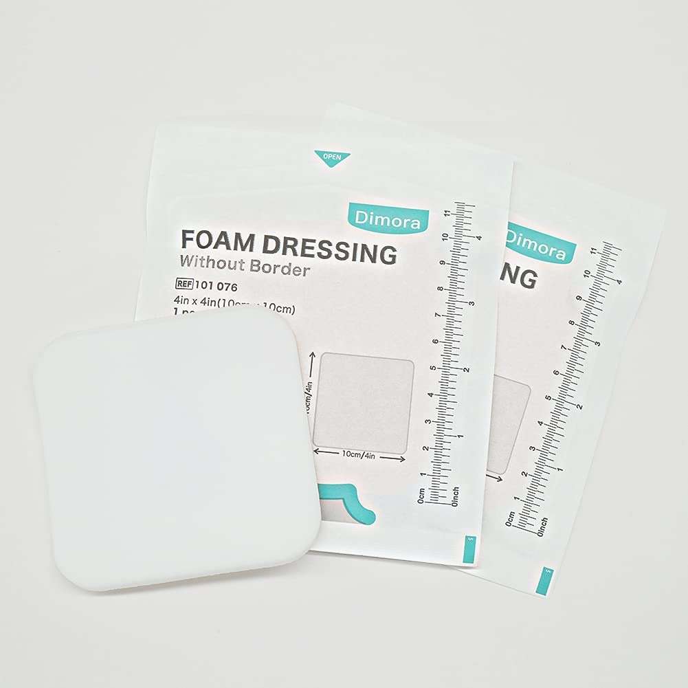 Dimora Foam Dressing, Sterile Non-Adhesive Hydrophilic Pads, Highly Absorbent 4"x4"(10 cm*10 cm) Pack of 10 Square Waterproof Dressing for Wound Care - Image 7
