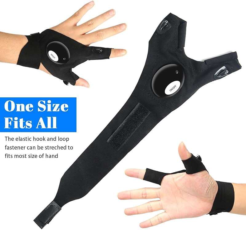 LED Flashlight Gloves, Fathers Day Dad Gifts from Daughter Son Wife, Gift for Men Boyfriend Husband Him Birthday Christmas, Cool Gadget Finger Lights Waterproof for Camping Fishing Repairing (Black) - Image 6