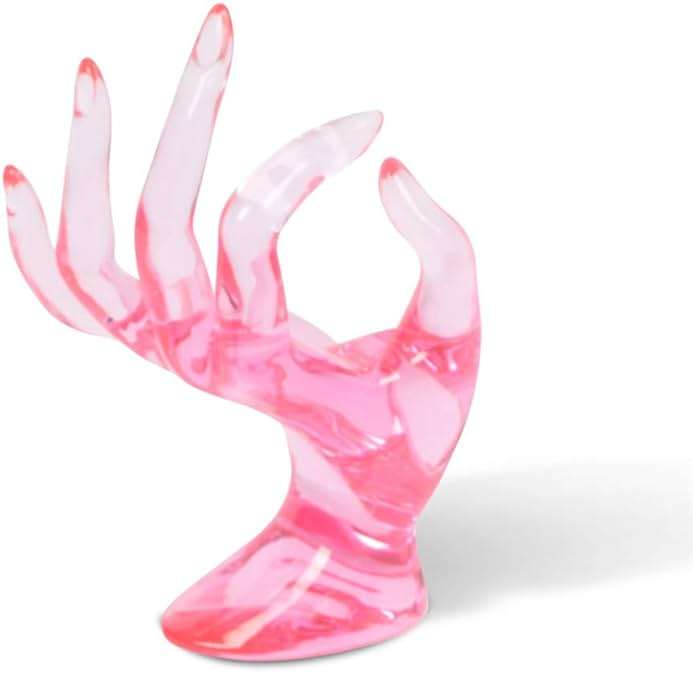 DI QIU REN Hand Form Ring Holder Jewelry Display Holder, Pink Room Decor Aesthetic Bracelet Ring Watch Stand Support Holder Preppy Jewelry Holder for Y2k Room Decor (PINK) - Image 1