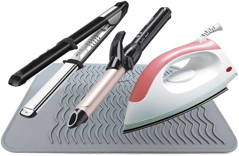 Large Heat Resistant Mat for Curling Irons, Hair Straightener, Flat Irons and Hair Styling Tools 11" x 7.5", Grey - Image 2