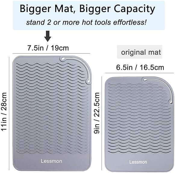 Large Heat Resistant Mat for Curling Irons, Hair Straightener, Flat Irons and Hair Styling Tools 11" x 7.5", Grey - Image 3