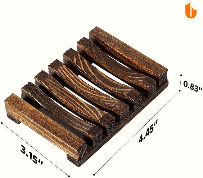 Urbanstrive Natural Wooden Soap Dish Soap Saver Holder Soap Tray for Bathroom, Biodegradable, Zero Waste, Plastic Free, Charcoal Color - Image 2