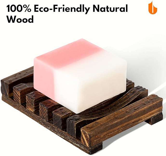 Urbanstrive Natural Wooden Soap Dish Soap Saver Holder Soap Tray for Bathroom, Biodegradable, Zero Waste, Plastic Free, Charcoal Color - Image 3