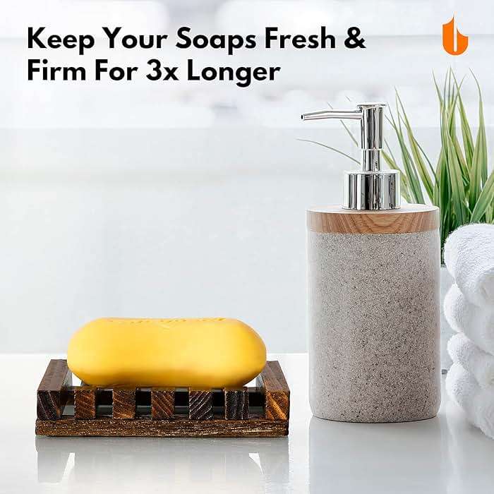 Urbanstrive Natural Wooden Soap Dish Soap Saver Holder Soap Tray for Bathroom, Biodegradable, Zero Waste, Plastic Free, Charcoal Color - Image 4