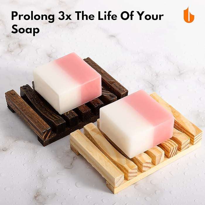 Urbanstrive Natural Wooden Soap Dish Soap Saver Holder Soap Tray for Bathroom, Biodegradable, Zero Waste, Plastic Free, Charcoal Color - Image 5