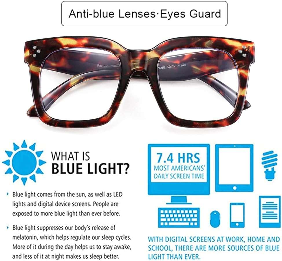 FEISEDY Blue Light Blocking Reading Glasses Oversized Readers Designer Luxury Square Eyewear Frame B2695FR - Image 3