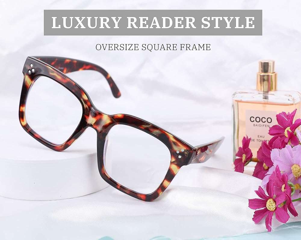 FEISEDY Blue Light Blocking Reading Glasses Oversized Readers Designer Luxury Square Eyewear Frame B2695FR - Image 4