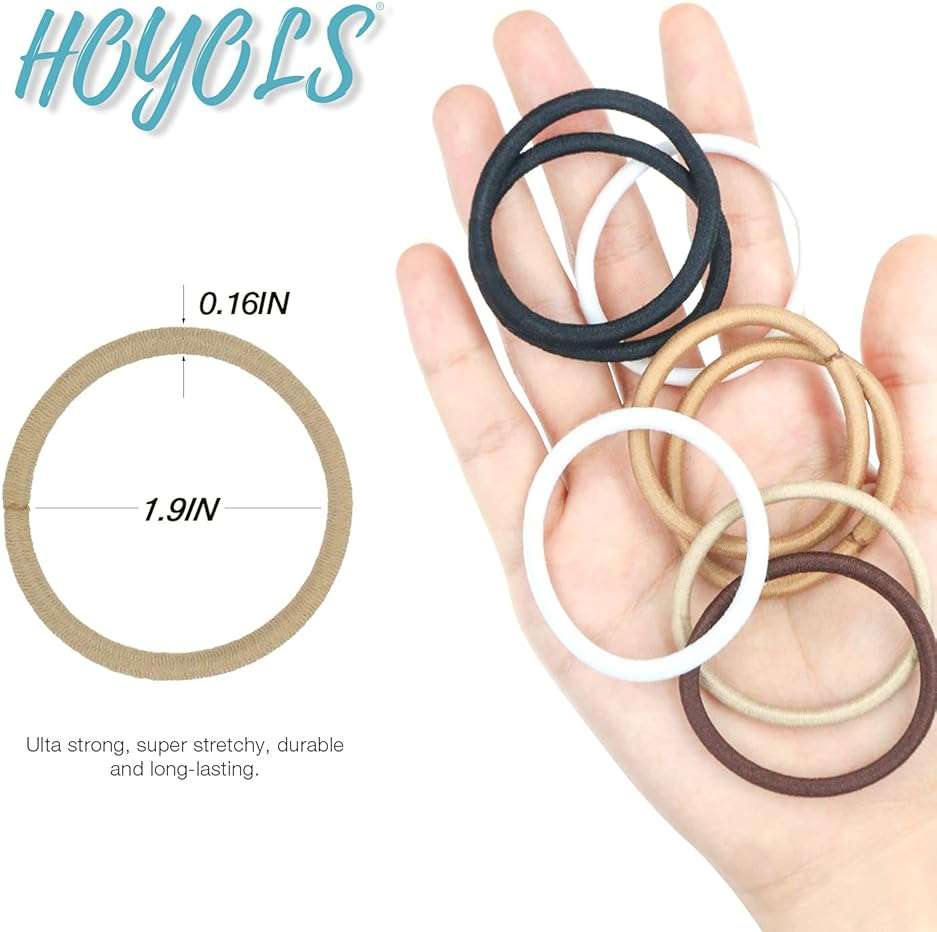 HOYOLS Light Blonde Ponytail Holders, No Metal Elastic Hair Ties, Braided Bands Scrunchies for Girl Women Medium Hair 50 Count 4mm - Image 2