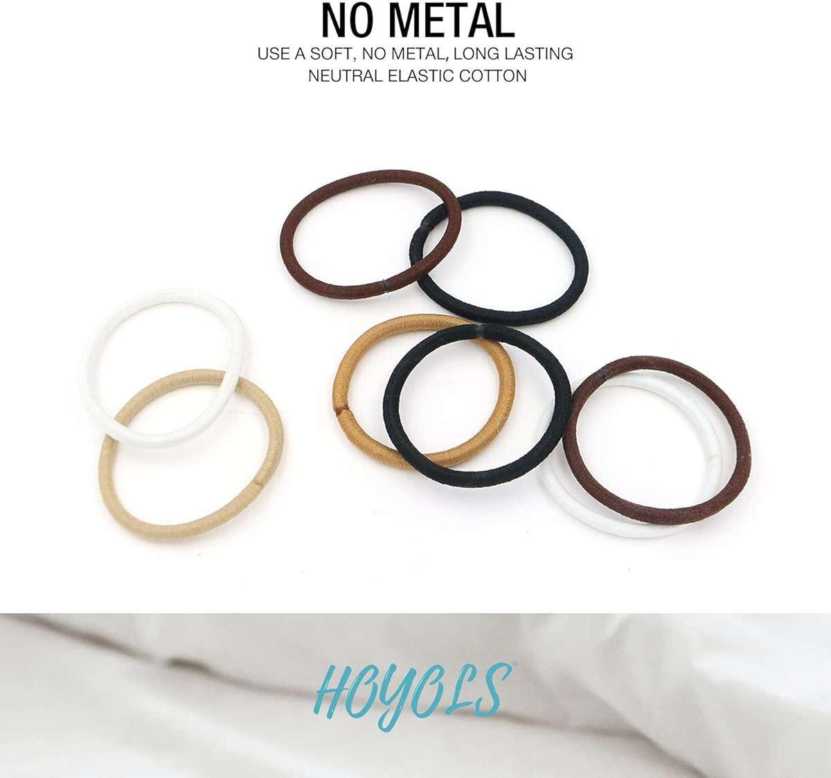 HOYOLS Light Blonde Ponytail Holders, No Metal Elastic Hair Ties, Braided Bands Scrunchies for Girl Women Medium Hair 50 Count 4mm - Image 3