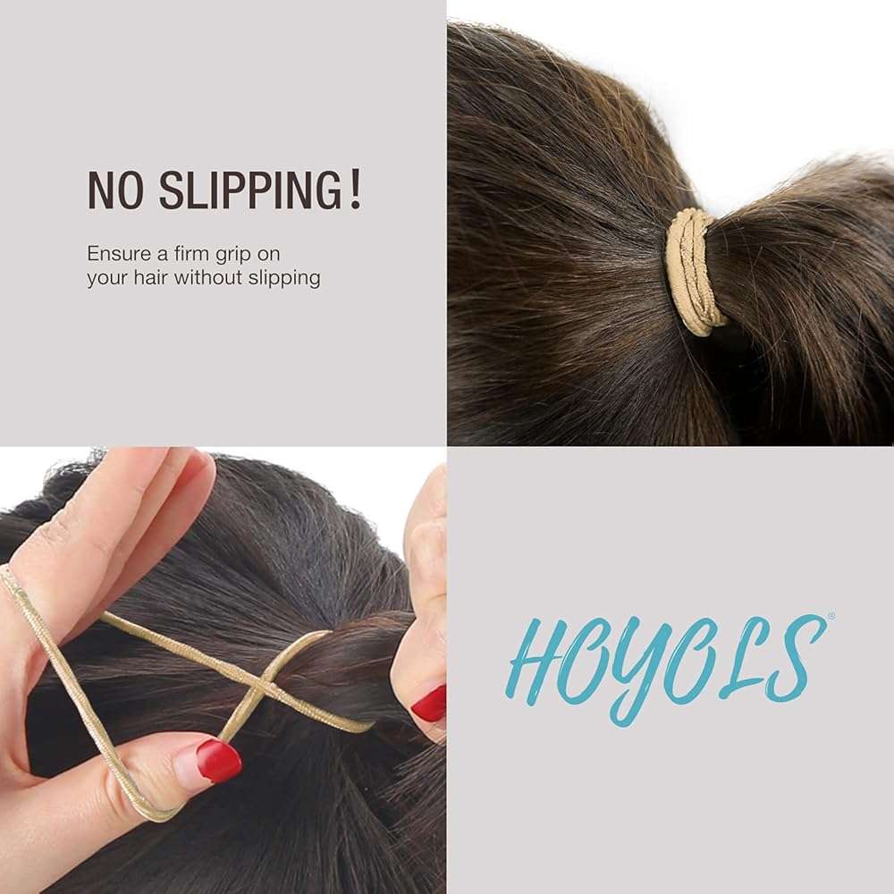 HOYOLS Light Blonde Ponytail Holders, No Metal Elastic Hair Ties, Braided Bands Scrunchies for Girl Women Medium Hair 50 Count 4mm - Image 6