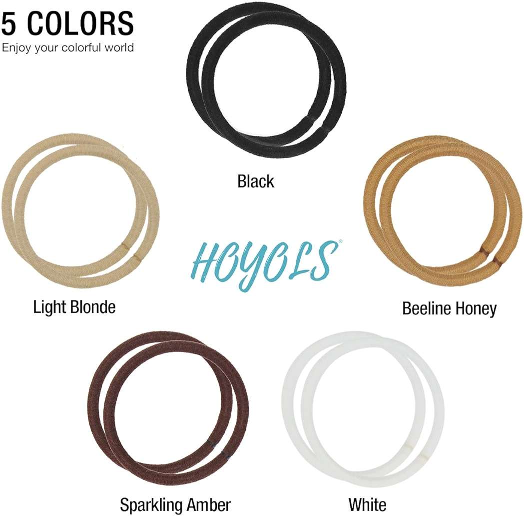 HOYOLS Light Blonde Ponytail Holders, No Metal Elastic Hair Ties, Braided Bands Scrunchies for Girl Women Medium Hair 50 Count 4mm - Image 7