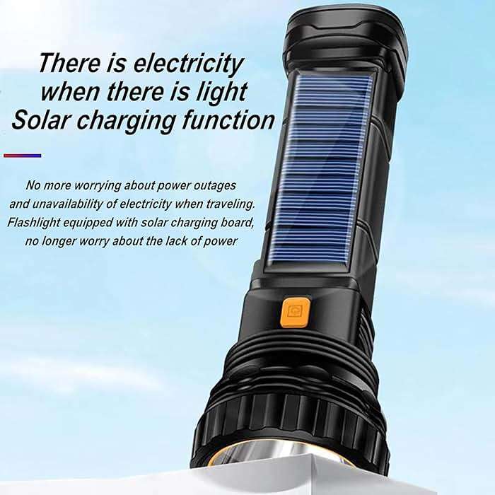 E-SHIDAI Solar Rechargeable Flashlight, Multi Function 1000 Lumens LED Flashlight with Emergency Strobe Light, Handheld LED Flashlights for Home Emergencies Camping - Image 4