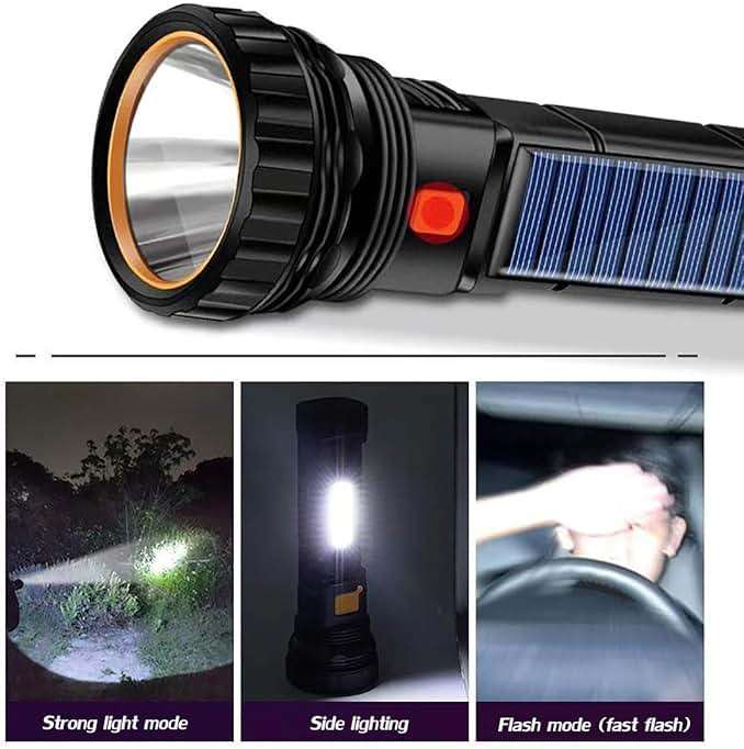 E-SHIDAI Solar Rechargeable Flashlight, Multi Function 1000 Lumens LED Flashlight with Emergency Strobe Light, Handheld LED Flashlights for Home Emergencies Camping - Image 5
