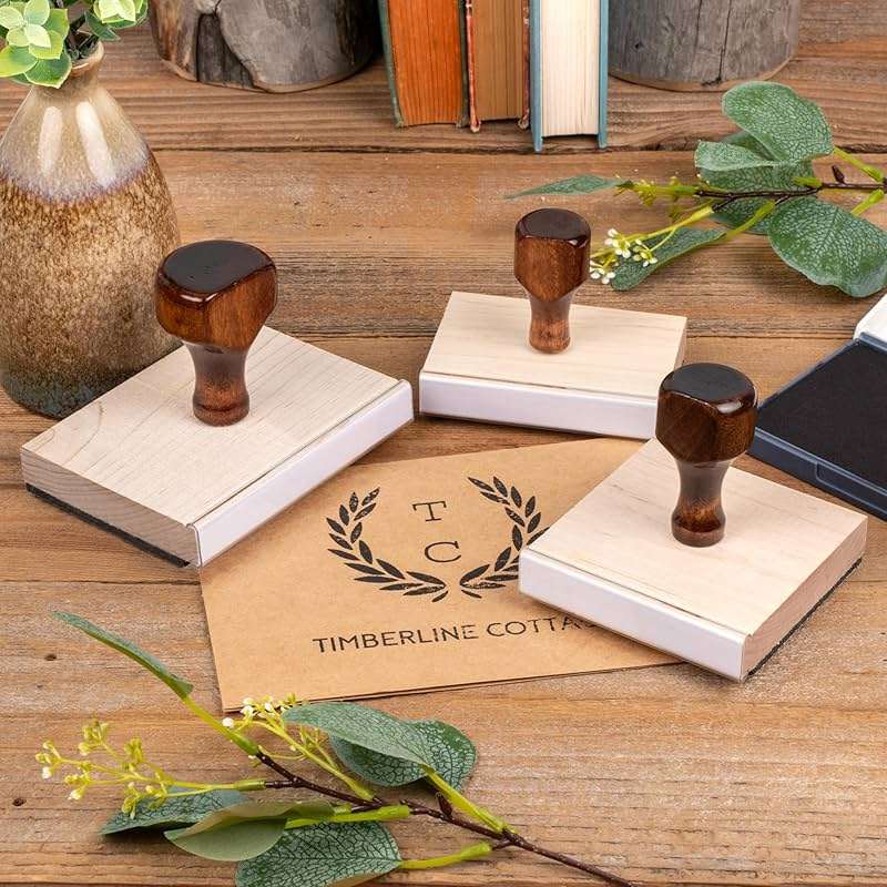 Personalized Rubber Hand Stamp, Wood Handle with Custom Logo | Multiple Size Options Available | Upload Your Own Logo (3"x4") - Image 4
