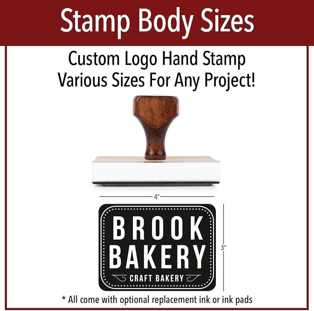 Personalized Rubber Hand Stamp, Wood Handle with Custom Logo | Multiple Size Options Available | Upload Your Own Logo (3"x4") - Image 6