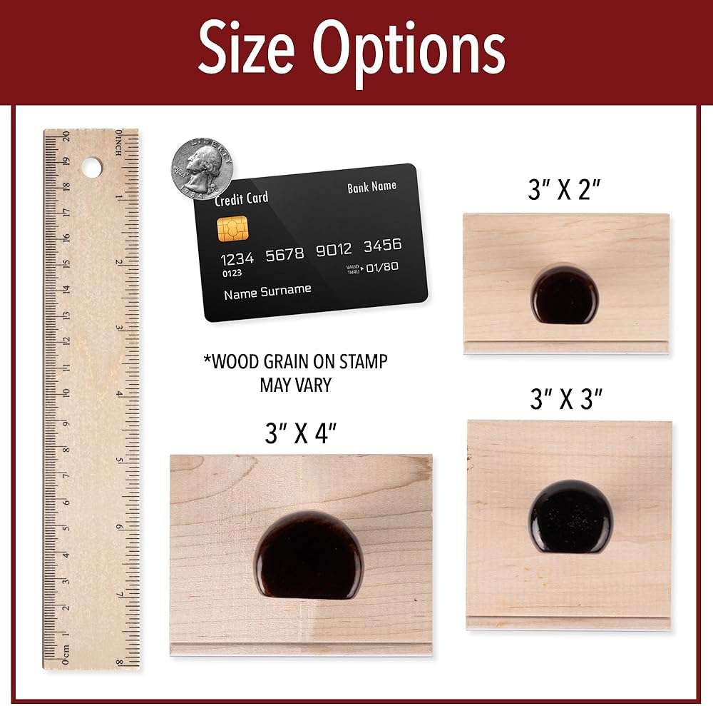 Personalized Rubber Hand Stamp, Wood Handle with Custom Logo | Multiple Size Options Available | Upload Your Own Logo (3"x4") - Image 9