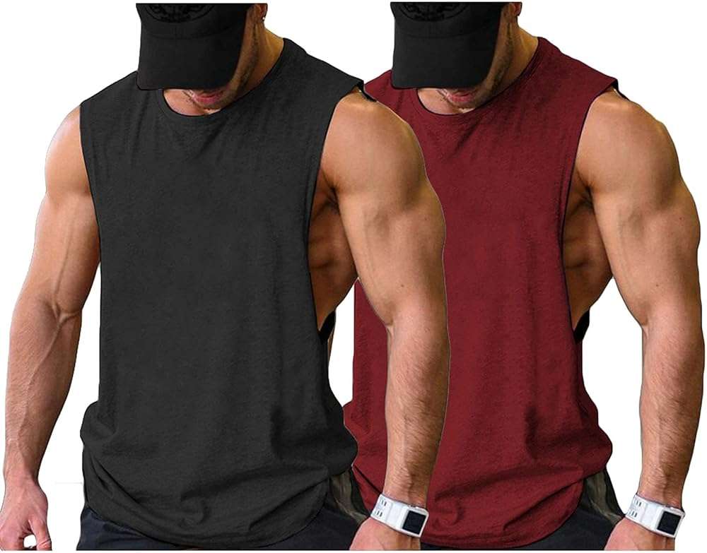 COOFANDY Men Workout Tank Top 2 Pack Gym Bodybuilding Sleeveless Muscle T Shirts - Image 1