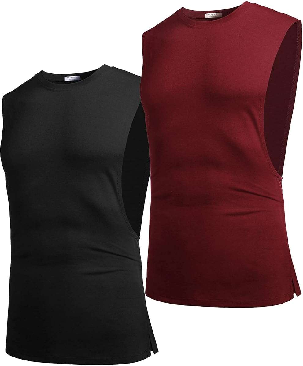 COOFANDY Men Workout Tank Top 2 Pack Gym Bodybuilding Sleeveless Muscle T Shirts - Image 4
