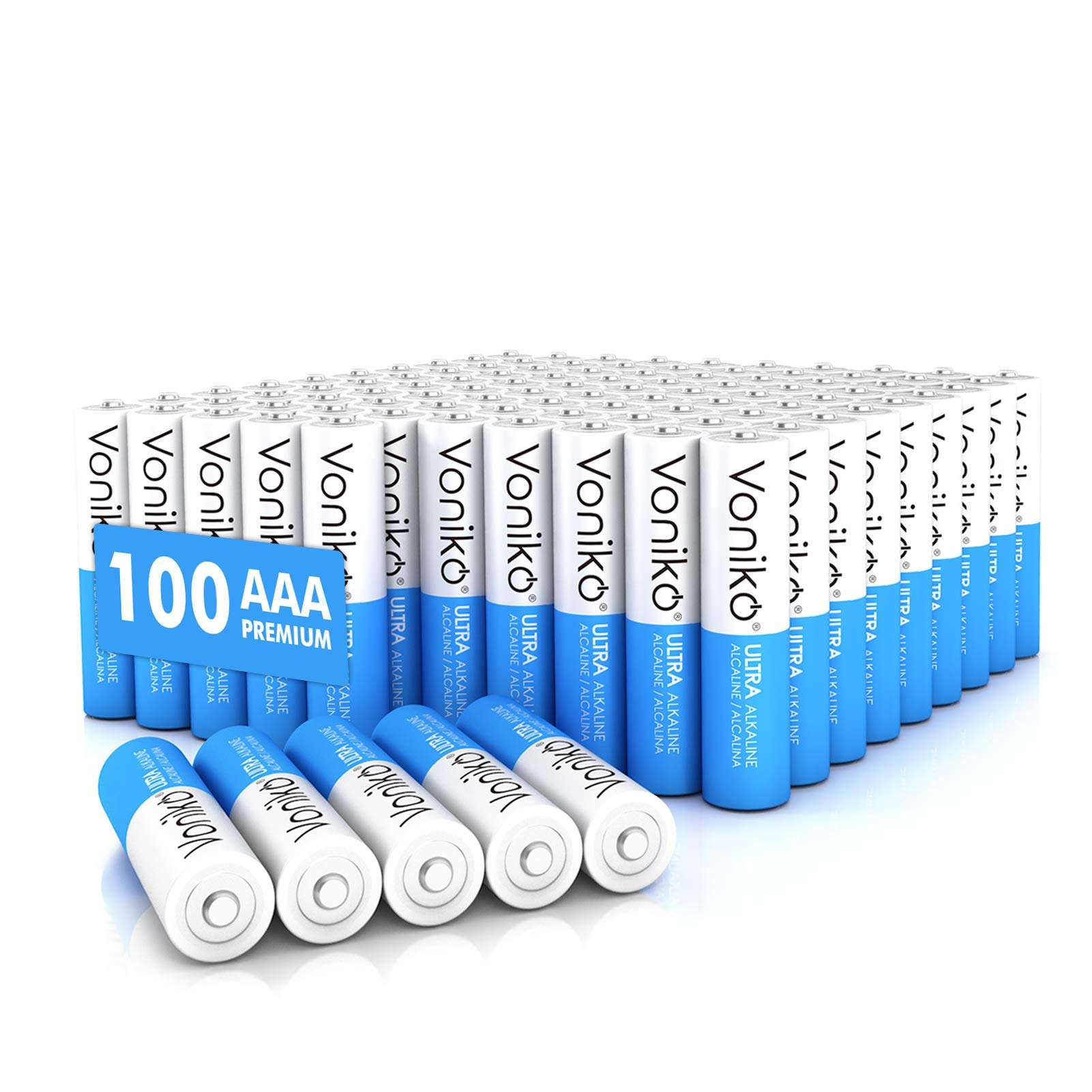 Voniko Ultra AAA Batteries 100 Pack - Alkaline Triple A Battery, Ultra Long-Lasting for All Your Devices, 10-Year Shelf Life, Leak-Proof & Mercury-Free - Image 1