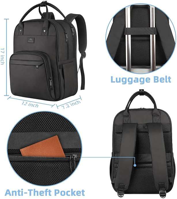MATEIN Nurse Backpack, Waterproof Padded Nursing Medical Backpack for Women Fits 17 Inch Laptop, Home Health Clinical Bag with Removable Organizer for Commute Work College Travel, Nurse Essentials - Image 3