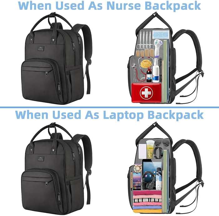 MATEIN Nurse Backpack, Waterproof Padded Nursing Medical Backpack for Women Fits 17 Inch Laptop, Home Health Clinical Bag with Removable Organizer for Commute Work College Travel, Nurse Essentials - Image 5