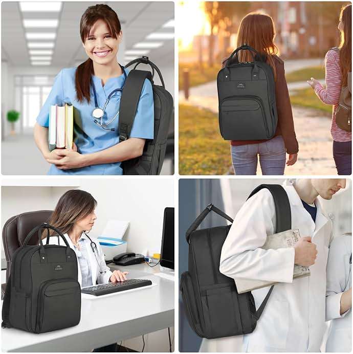 MATEIN Nurse Backpack, Waterproof Padded Nursing Medical Backpack for Women Fits 17 Inch Laptop, Home Health Clinical Bag with Removable Organizer for Commute Work College Travel, Nurse Essentials - Image 7