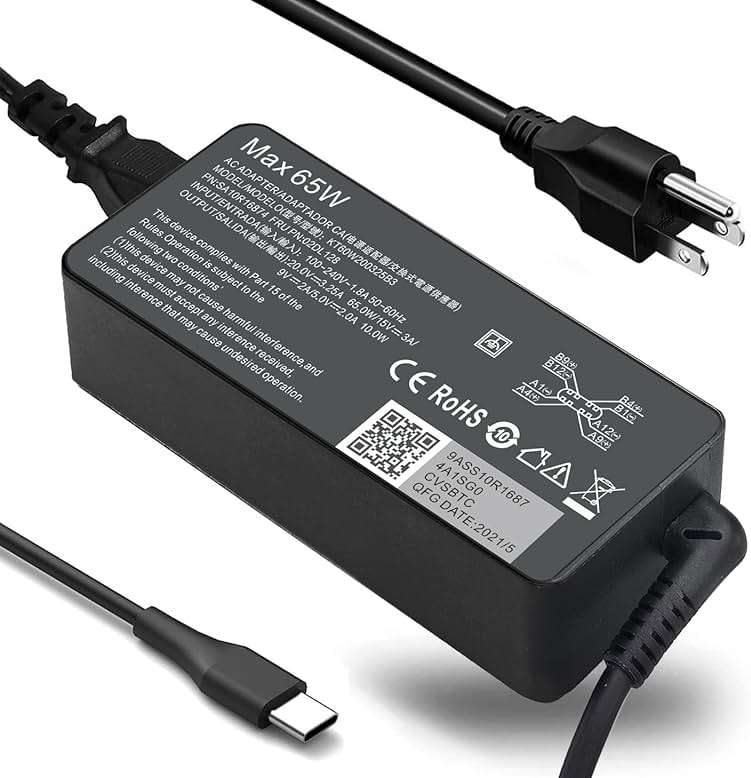 Fepprry 65W USB C Laptop Charger Compatible with Lenovo Thinkpad/Yoga/Chromebook, ADLX65YDC2A Replacement for Lenovo Laptop Charger - Image 2