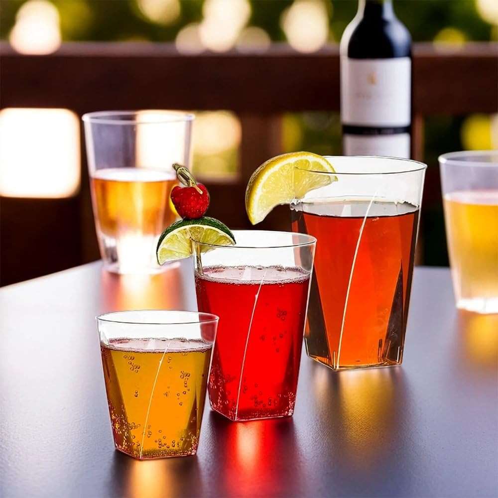 Clear Square Bottom Plastic Shot Cups (2 oz.) - Pack of 20 - Elegant & Transparent - Perfect for Parties, Gatherings & Everyday Use - Image 2