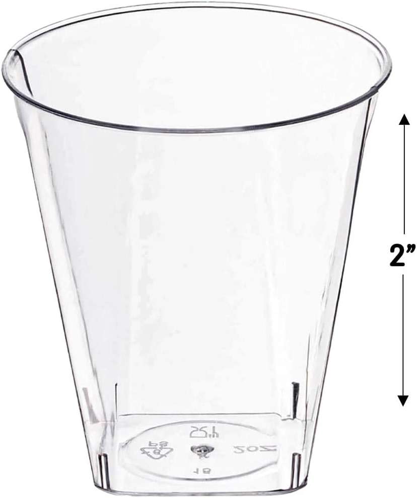 Clear Square Bottom Plastic Shot Cups (2 oz.) - Pack of 20 - Elegant & Transparent - Perfect for Parties, Gatherings & Everyday Use - Image 3