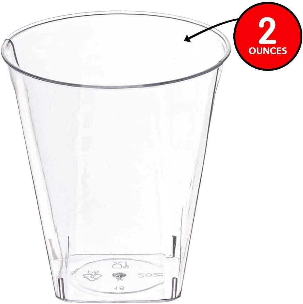 Clear Square Bottom Plastic Shot Cups (2 oz.) - Pack of 20 - Elegant & Transparent - Perfect for Parties, Gatherings & Everyday Use - Image 5