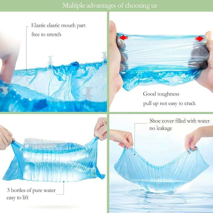 LCPCX Disposable shoe covers with T-buckle shoe covers, 100 packs (50 pairs), applicable shoe cover machine, can be used in laboratories, homes, stores and other public places - Image 2
